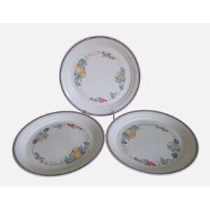 3 Corelle Abundance Dinner Plates - Assorted Fruit Pattern  - Vintage Replacemen